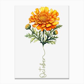 October Birth Flower Birth Month Botanical Canvas Print