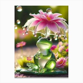 Frog With Umbrella- Kids Canvas Print