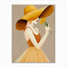 Woman In A Yellow Hat Canvas Print