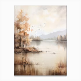 Lake In The Woods In Autumn, Painting 79 Canvas Print
