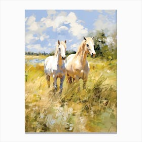 Horses Painting In Carmargue, France 1 Canvas Print