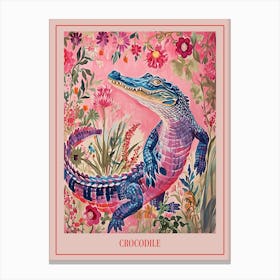 Floral Animal Painting Crocodile 4 Poster Canvas Print