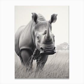Black Rhinoceros Realism 4 Canvas Print