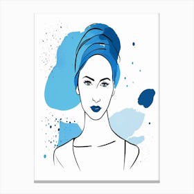 blue matisse watercolour woman portrait Canvas Print