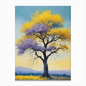 Painting Of A Tree, Yellow, Purple (27) Canvas Print