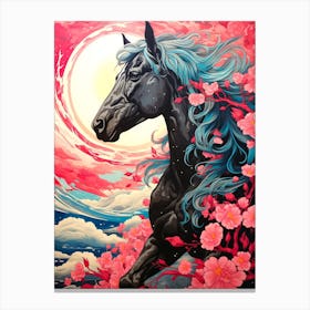 Horse In Cherry Blossoms Canvas Print