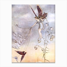 The Queen of the Butterflies - Ida Rentoul Outhwaite 1919 - Beautiful Remastered Colour Illustration Fairies and Butterfly, Witchcore Cottagecore Fairycore Witchy Fairytale High Definition Canvas Print