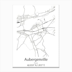 Aubergenville,France Minimalist Map Canvas Print