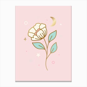 Magical Flower On Pink Canvas Print