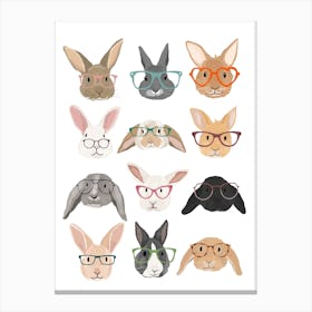 Rabbits In Glasses Canvas Print
