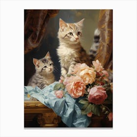 Rococo Painting Style Kittens Canvas Print