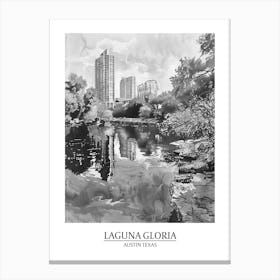 Laguna Gloria Austin Texas Black And White Drawing 2 Poster Canvas Print