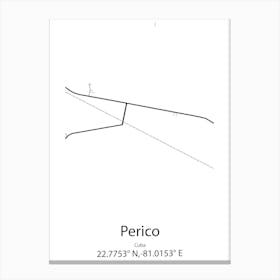 Perico,Cuba Minimalist Map Canvas Print