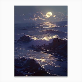 Moonlight Over The Ocean 1 Canvas Print