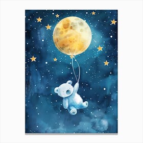 Watercolor Teddy Bear In The Sky Canvas Print