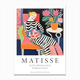 Woman With A Bowl Of Fruits, The Matisse Inspired Art Collection Poster Canvas Print