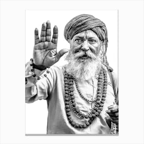 Black And White Portrait Of An Indian Man Canvas Print