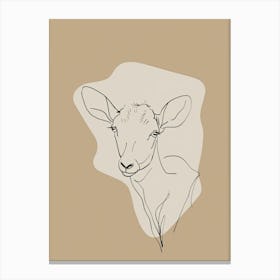 Head Of A Goat - Boho, Line Art Canvas Print