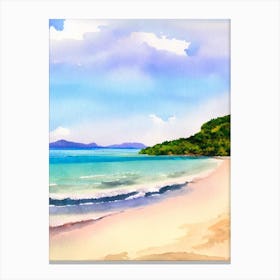 Grand Anse Beach, Grenada Watercolour Canvas Print