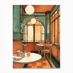 Cozy Cafe Corner Illustration 4 Canvas Print