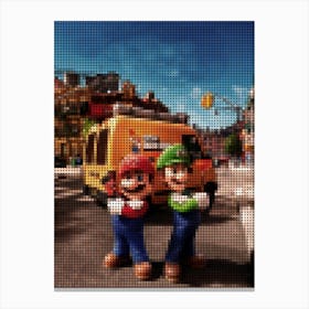 Super Mario Bros In A Pixel Dots Art Style Canvas Print