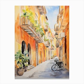 Bari, Italy Watercolour Streets 2 Canvas Print