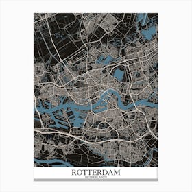 Rotterdam Black Blue Canvas Print