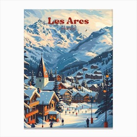 Les Arcs France Winter Travel Art Canvas Print