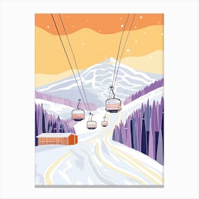 Stowe Mountain Resort   Vermont, Usa, Ski Resort Pastel Colours Illustration 2 Canvas Print