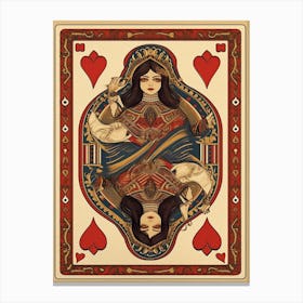 Alice In Wonderland Vintage Playing Card The Queen Of Hearts Canvas Print