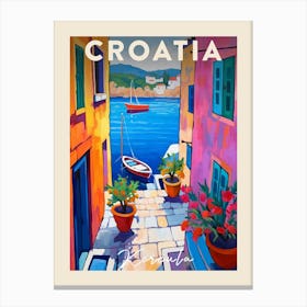 Korcula Croatia 3 Fauvist Painting  Travel Poster Canvas Print