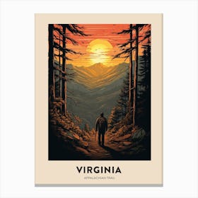 Appalachian Trail Usa 3 Vintage Hiking Travel Poster Canvas Print
