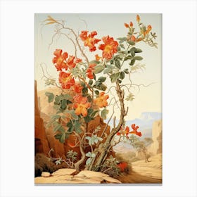 Chinese Trumpet Vine  Flower Victorian Style 0 Canvas Print