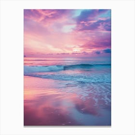 pink sunset at the beach Canvas Print