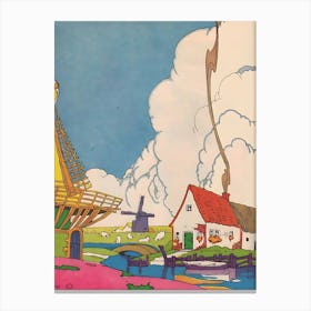 House And A Windmill Canvas Print