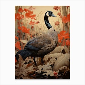 Dark And Moody Botanical Canada Goose 1 Canvas Print