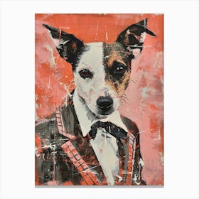 Dog In A Suit Kitsch Portrait 1 Canvas Print