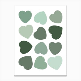 Green Hearts Preppy Pattern Canvas Print