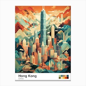 Hong Kong, China, Geometric Illustration 3 Poster Canvas Print