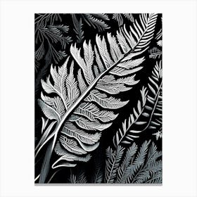 Pine Needle Leaf Linocut 2 Canvas Print