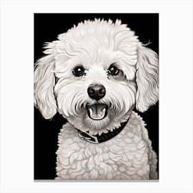 Bichon Frise Dog, Line Drawing 3 Canvas Print