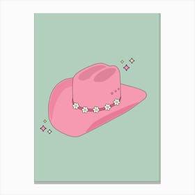 Pink And Green Cowboy Hat Canvas Print