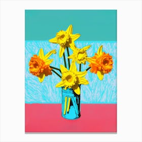 Daffodils Pop Art Andy Warhol Style 4 Canvas Print