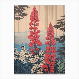 Hagi Bush Clover 2 Vintage Botanical Woodblock Canvas Print