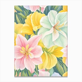 Amaryllis Pastel Floral 3 Flower Canvas Print