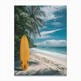 Yellow Surfboard On The Beach 1 Canvas Print