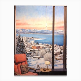 Winter Cityscape Lake Tahoe Usa Canvas Print