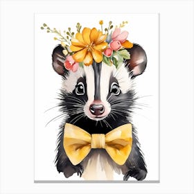 Baby Skunk Flower Crown Bowties Woodland Animal Nursery Decor (16) Canvas Print