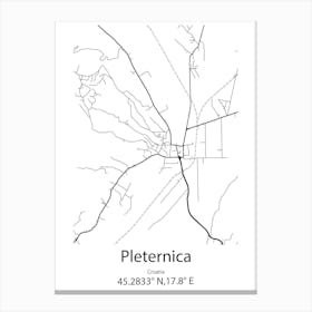 Pleternica,Croatia Minimalist Map Canvas Print