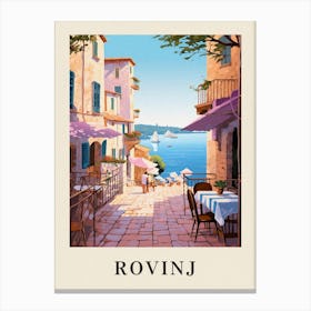 Rovinj Croatia 4 Vintage Pink Travel Illustration Poster Canvas Print